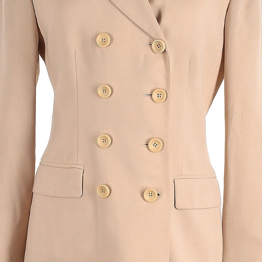 M.T. Studio Morgan Taylor Beige tan double breast Coat blazer size 6 - Picture 7 of 7